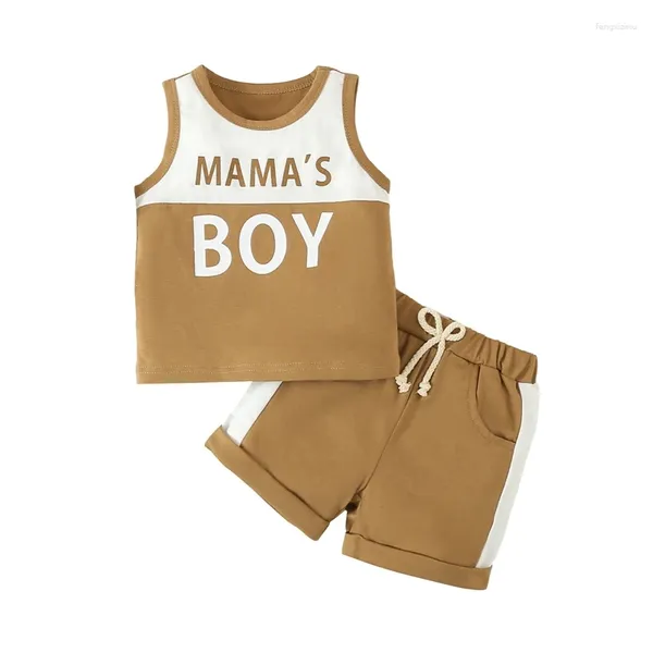 Giyim Setleri Toddler Erkekler Yaz Giysileri Kolsuz Mamas Boy Baskı Tank Tops Kısa Set 0 6 12 24 Ay