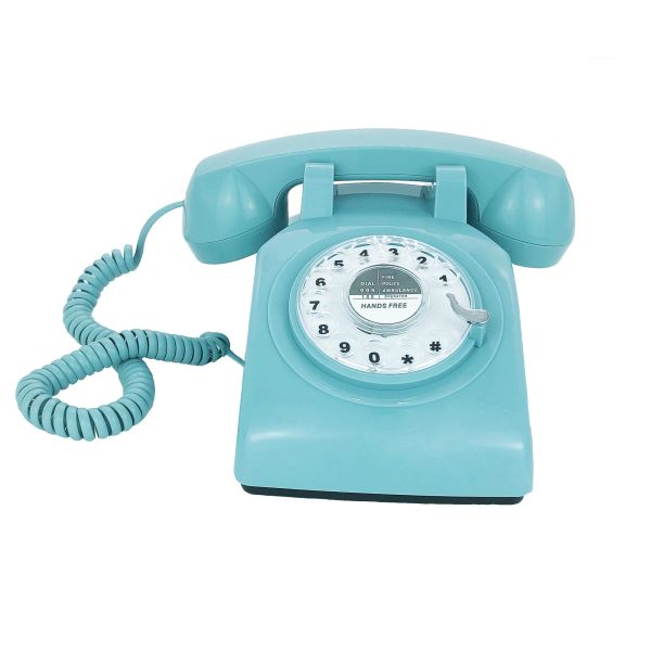 Аксессуары синий ретро -телефон классический винтажный ротари на циферблате Бесплатный стационарный телефон для дома/Office/Hotel Antique телефоны для старшего подарка