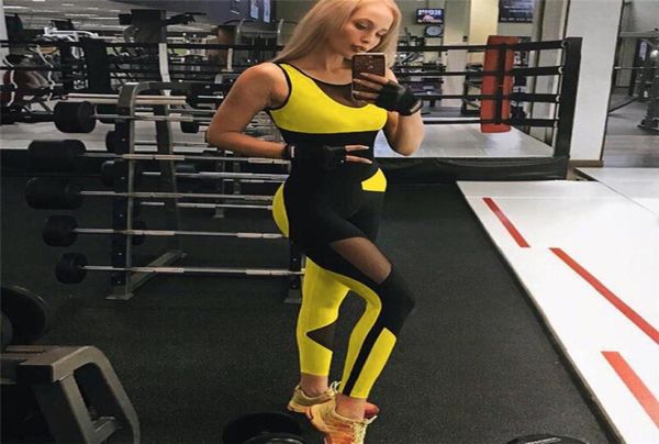 Donne Sport Suit One Piece Fitness Fitness Set da palestra abiti da allenamento per palestra sexy salva per maniche corta che gestisce Sportswear9092681