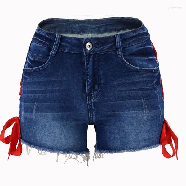 Jeans femininos Ladies da cintura alta rasgou shorts casuais jeans apertados 2024 Fashion Summer Finged