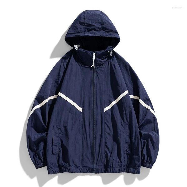 Jackets masculinos verão de grande jaqueta folggy windbreaker homens moda moda de streetwear coreano roupas de proteção solar roupas capuzes de capuz masculino plus size size