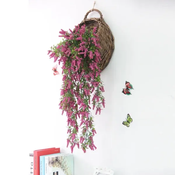 Flores decorativas Simulação de decoração ao ar livre Decoração de casa falsa Fake Garland Flower Vine lavanda Plantas artificiais