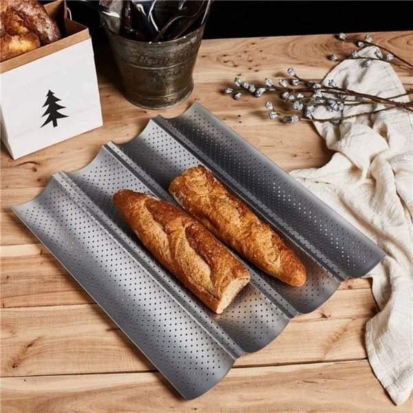 2/3/4pcs Nicht-Stall-Brotpfannen Backutensilien Tablett Teig Tools Laib Baguette Formblätter Pfanne Backwanne Brotpfanne Backpfanne