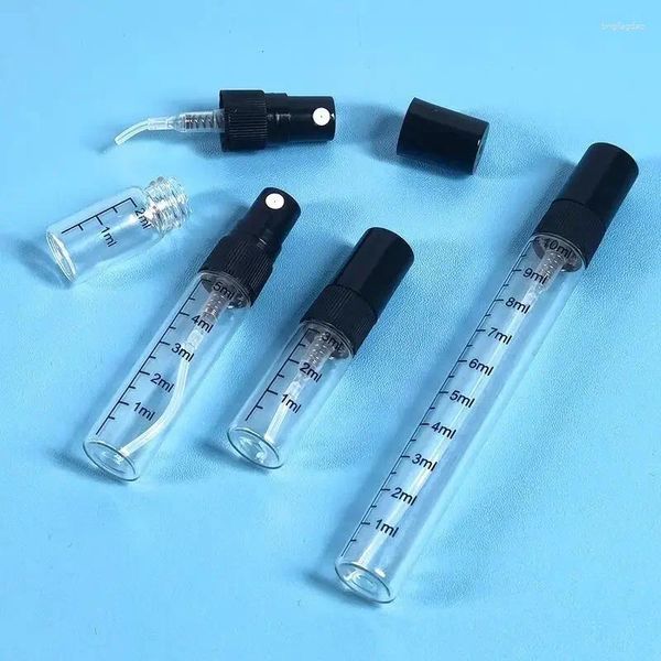 Speicherflaschen 100pcs 2ml 3ml 5ml 10 ml Skala Glassprayflasche leerer Parfüm Nebel nachfüllbarer Zerstäuber tragbarer Probenfläschchen