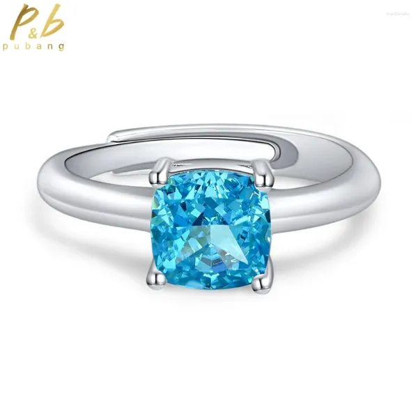 Anelli a grappolo PUBANG FEGLIE GIOIETRIO 925 Anello di diamante ridimensionabile in argento sterling giallo/rosa/blu creato moissanite per regali di donne caduta