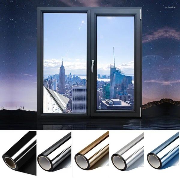 Adesivos de janela 1p espelho reflexivo filme unidirecional para privacidade em escritórios domésticos adesivos de vidro auto adesivo resistente a UV