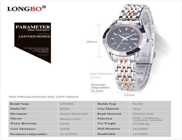 2020 Longbo Relogio Masculino Luxus Marke Full Edelstahl Analog Display Date Quartz Uhrengeschäfts Uhr 801645863368