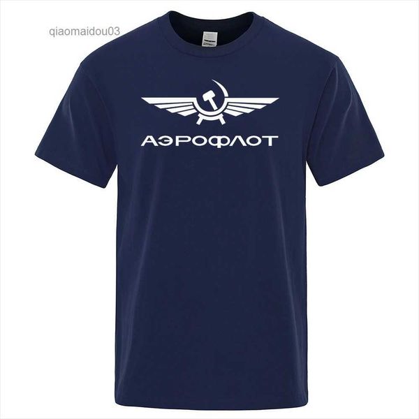 Herren Polos Aeroflot Luftfahrt Russe Pilote Luft- und Raumfahrt Aviateur T-Shirt Männer Sommer Baumwolle Kurzarm Mode Freizeitkleidung Oversize T-Shirt2404