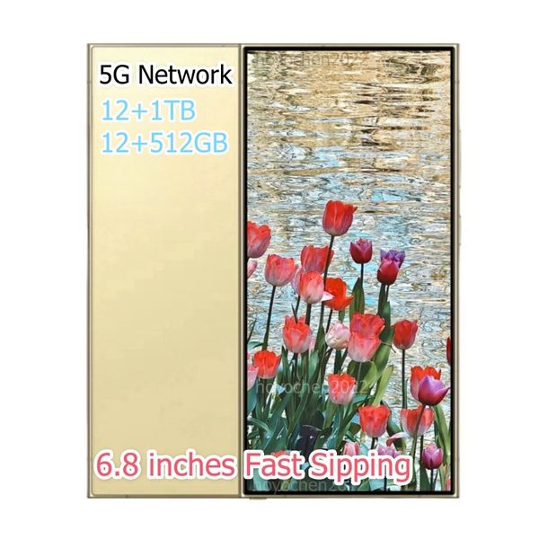 S24 Ultra 6.8 inç 5G Akıllı Telefon S23 4G Kilidi açılmış 6GB 128GB Cep Telefonu Dokunmatik Ekran Sekiz Çekirdeği 1TB 512GB Tam Ekran Parmak İzi Android Yüz Tanıma 13MP Kamera GPS