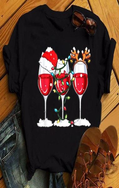 Women039S Tshirt Zogankin Смешные рождественские винные бокалы топы девушки мод