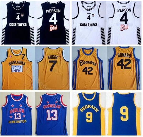 Dikişli Üniversite Film Basketbol 4 Allen Iverson Jersey Besiktas Cola Turka 42 Scott Howard 9 Jimmy Brooks 13 Wilt Chamberlain 7 Toni Kukoc Nakış