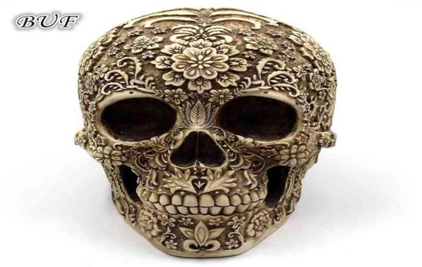 BUF Modern Resin estátua Retro Skull Decor Decoração caseira Ornamentos de arte criativa esculturas de escultura Modelo de Halloween presentes 21082799688853