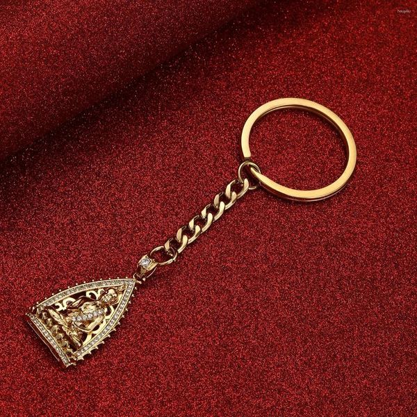 Keychains Kambodschaner Garten Buddha Buddhismus Anhänger Keychain mit kubischer Zirkonia -Schmuck Thailand Vietnam Laos