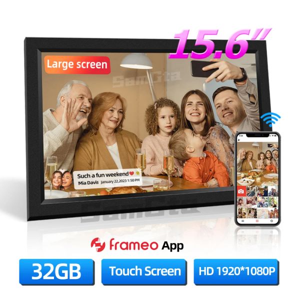 Frames 15,6 Zoll WiFi Frameo Digital Fotorahmen 32 GB Smart Digital Bilderrahmen mit 1920x1080 IPS HD -Touchscreen