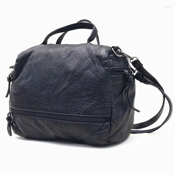 Bolsas de ombro de ombro de couro macio para mulheres 2024 Bandeira de grande capacidade para compras Bolsa preta Casual Casual Big Feminino Bolsa