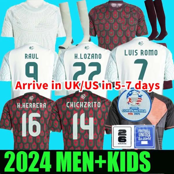 Messico 2024 Copa America 2026 Qualificazioni Chiccare Soccer Colombia Maglie Lozano Dos Santos 24 25 H.Lozano Men Kids Kids Football Shirts Uniforms Fan Player Version