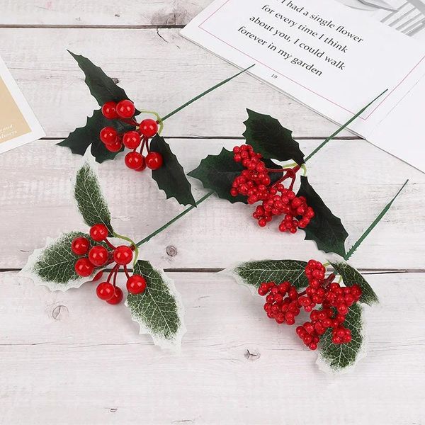 Decorazione per feste 1pc bacche artificiali di Natale Bacche di Natale Bouquet Berry rosso Dister