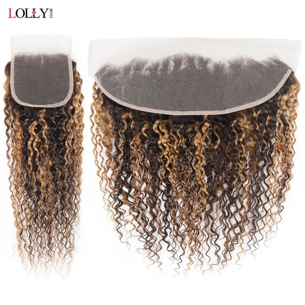 Парики P4/27 Hight Curly Hair Lace Front Brazilian Human Hair Frontal 13x4 Средняя бесплатная часть медовая блондинка 5x5 4x4 закрытие кружева