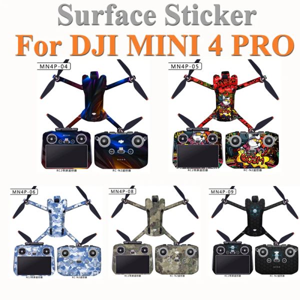 Accessoires PVC -Aufkleber für DJI Mini 4 Pro Drone Protective Film wasserdichte Fernaufkleber Oberflächenabdeckung Haut für DJI RC 2/RC N2 -Zubehör