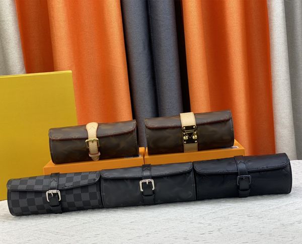 3 İzle kutusu Kadınlar Erkek Tasarımcı Luxurys Seyahat Aksesuarları Çanta Kozmetik Çanta Tuvalet Çantası Kahverengi Çiçek Mektubu Kabartmalı Çiçek Deri Tuval Damier Bag M47530