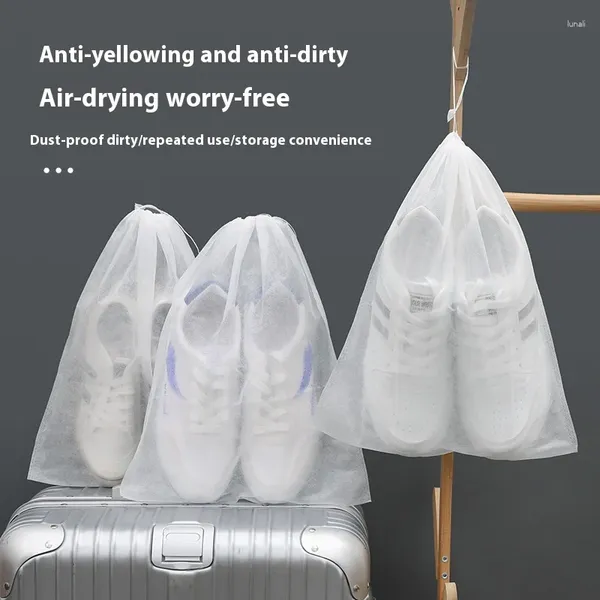 Sacos de armazenamento 5/10pcs Bolsa de sapato não tecido anti-amarelo Proteção solar branca espessada respirável à prova de poeira