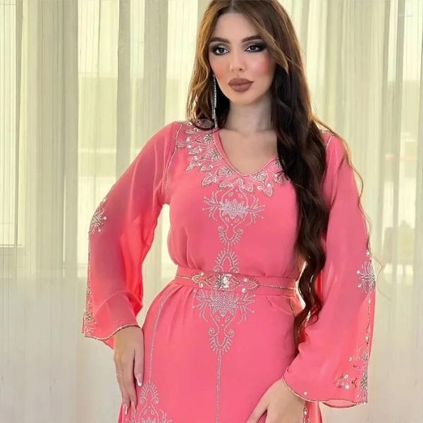 Roupas étnicas Eid Party Diamonds ABAYA Mulheres elegantes muçulmanos longos maxi vestido peru kaftan kaftan islâmico manto noturno jalabiya