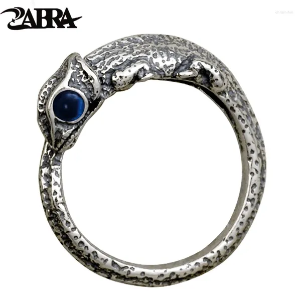 Clusterringe Zabra Vintage Retro 925 Silber Eidechsen Little Finger Ring Männer Frauen Steampunk coole blaue Augen Tier Sterling Schmuck Schmuck