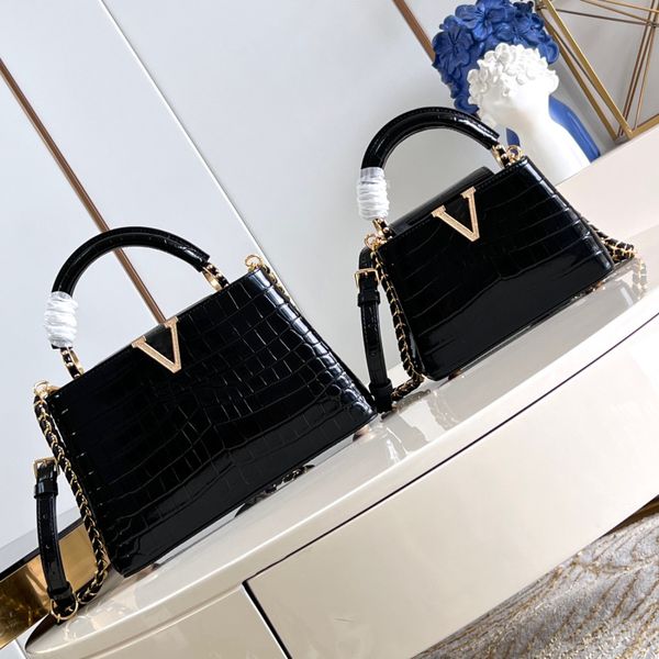 Moda Handle feminino Bolsa de designer Bolsas de ombro Capucinas BB mini bolsas de crocodilo preto Bolsa de couro Aurillon Bolsas de couro Mulher Bolsa de Bolsa de Luxo