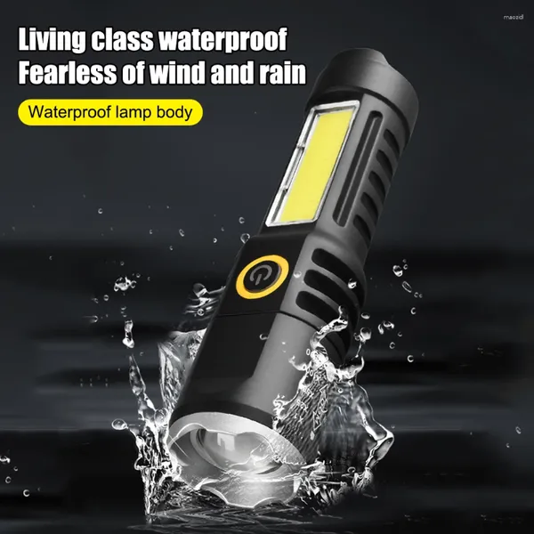 As lanternas incendiaram o zoom impermeável ZOOM XPE LED Camping tipo C Usb Charging Bright Flash Light for Fishing