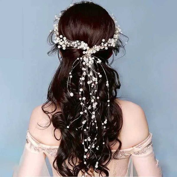 Свадебные волосы ювелирные изделия Fashion Fashax Pearl Hair Coant Multi -Plocolor Beads Scrunchie Horstail Holder Wedding Hair Accessories для женщин Headwear D240425