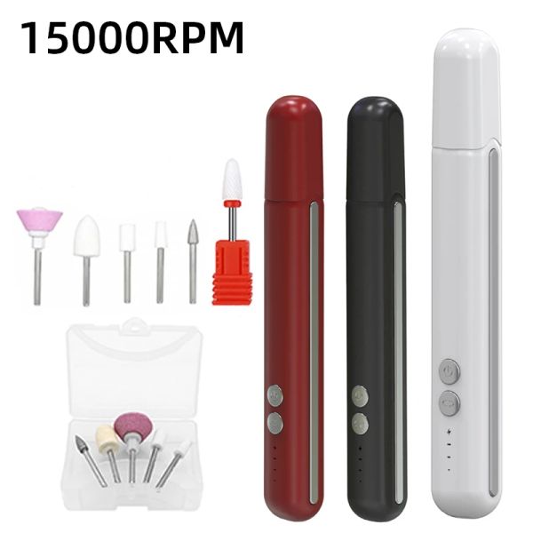 Frills New 15000rpm Wireless Uil Drill Drill Macuring Manicure Cutter Cutter para polimento de gel PORTABLE LANDER DE LANDER DE BELIDADES CONJUNTO DE FERRAMENTO