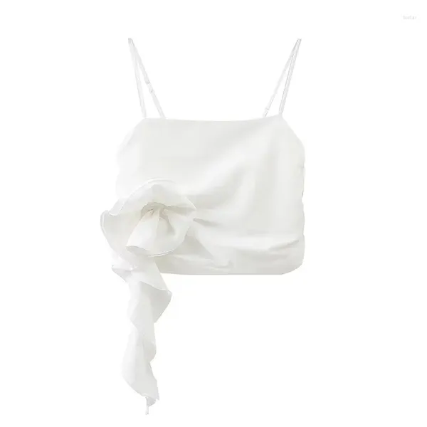 Tank da donna Halter Flower Top 2024 Summer White Strappless senza spalline Sexy Elegante canotta casual Sceplo Casual