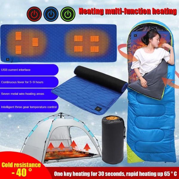 Teppiche Multifunktionale Camping-Schlafmatratzen-Isolierung Elektrische beheizte Matten 7 Zonenbereiche faltbare tragbare Outdoor-Camp-Versorgung