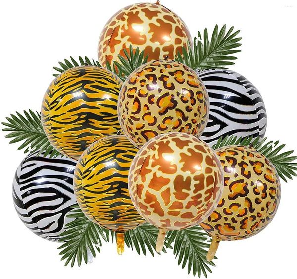 Decoração de festa 8pcs 18 polegadas estampas de animais Balões de folha de giraffe tigre zebra leopard helium air globos wlid um chá de bebê infantil no 1º aniversário