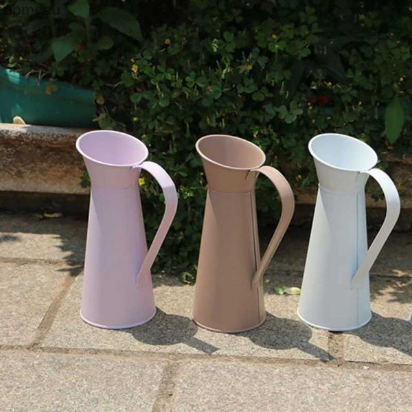 Vasos de 20cm Vintage Printage Vasto Vasos Creme Via Jug Creme Jug Metal Metal Pote em forma de vaso de vaso de lata Decoração de casa Vasos