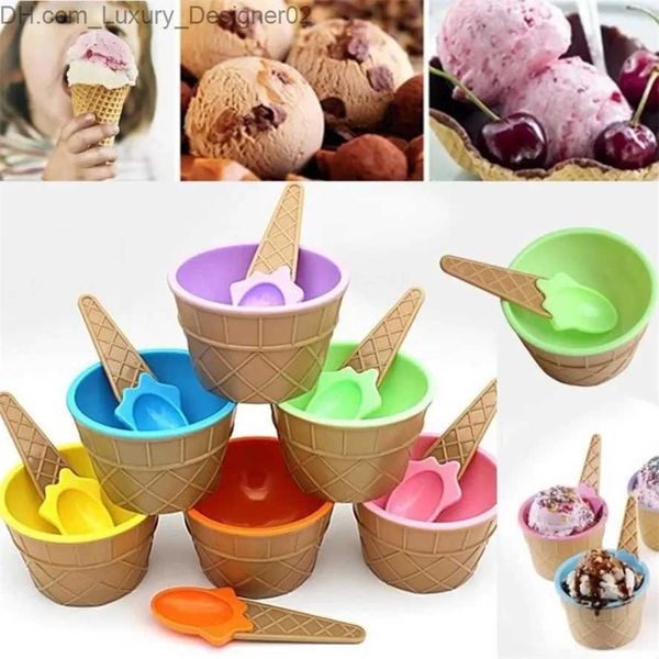 Eiswerkzeuge 1 Set New Childrens Ice Cream Bowl Löffel langlebiges Geschenk niedliche Dessert DIY -Werkzeugschale+Löffel Q240425