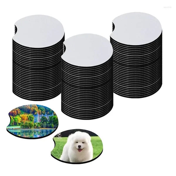 TABELA TATS 48 PCS SUBlimação Coasters em branco em branco a granel 2,75 polegadas de abertura circular carro durável instalação fácil