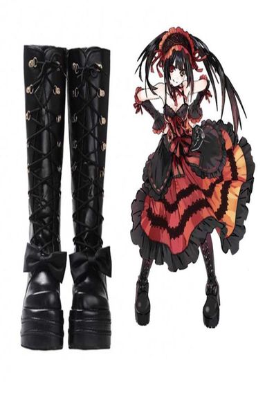 Novo anime Data A Live Tokisaki Kurumi Cosplay Sapatos Acessórios de fantasia Lolita Sapatos Sapatos femininos Halloween High Heel Boo29444366