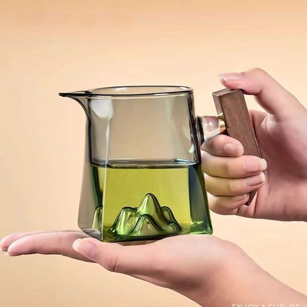 Tumblers Copo de chá de 350 ml de pyrex Acessórios Chineses Kung Fu com alça Filtão de bule de chá feito à mão H240425
