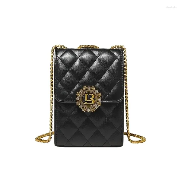 Вечерние сумки бриллиантовые бренд для женщин для женщин роскошные мобильные пакеты кожаная женская качественная цепочка на плечах дизайнер модный мешок