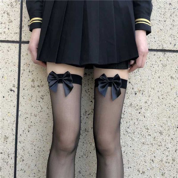 Calzini sexy a 2 coppie che calzino a fila estate primavera da donna sottile calzini alti ginocchini jk adorabili calze di seta nera ginocchiera coscia alta femmina kawaii calzino