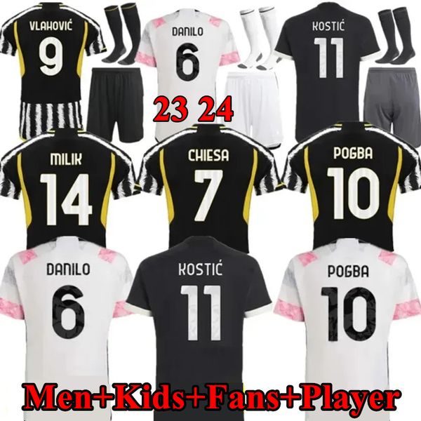 Kids 2023 Juventu Soccer Maglie juventuss kit di calcio per bambini 23 24 pogba bonucci calcio maglia kit di maria uniforme kostic fagioli danilo maglie da calce top