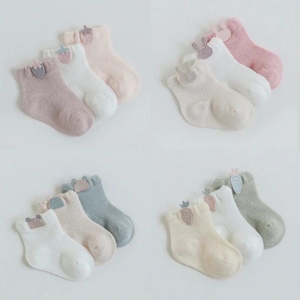 Leggings Lawadka 3pairs/Set Baby Girls Boys Socken Summer Mesh dünne Neugeborenen Socken für Mädchen Baumwolle Solid lässiges Kleinkind -Socken für 05y