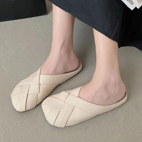 Sıradan Ayakkabı Flats Kadın Mules Yürüyen Terlik Rahat Yumuşak Sandalet 2024 Slingback Flip Flops Giyim Yaz Marka Slaytları Mujer