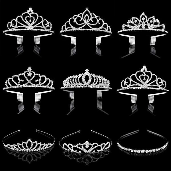 Düğün Saç Takı Gelin Gelin Kristal Rhinestone İnci Tiaras ve Taçlar Kafa Bandı Çocuk Çiçek Kızları Nedime Düğün Saç Aksesiories Saç Takı D240425