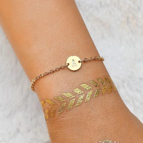 Charm Bracelets Fsunion Modebrief für Frauen Einfache verstellbare Goldfarbe Name Party Schmuckgeschenke 2024