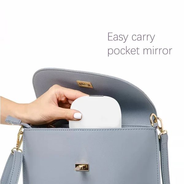 Neuer Mini -Kompakt -LED -Make -up -Spiegel mit leichter Vergrößerung kleiner Taschen tragbares Reisen rosa schwarz faltbare kosmetische Eitelkeitsspiegel kompakt