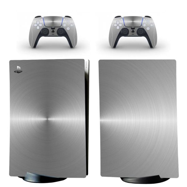 Adesivos bancada prateada desenho metal ps5 skin skin skin capa para playstation 5 console 2 controladores skins de vinil