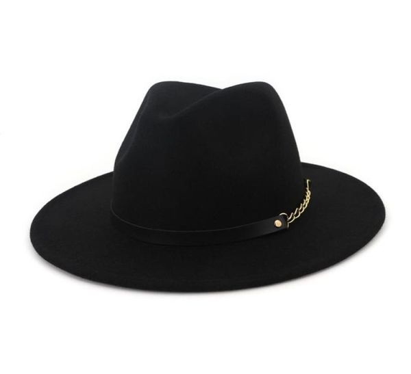 Vintage Modes Männer Frauen Wolle Jazz Fedora Hats Flat Brim Filz Panama Hat Cap Unisex Floppy Gambler Hat Party formelle Cap16357087966580