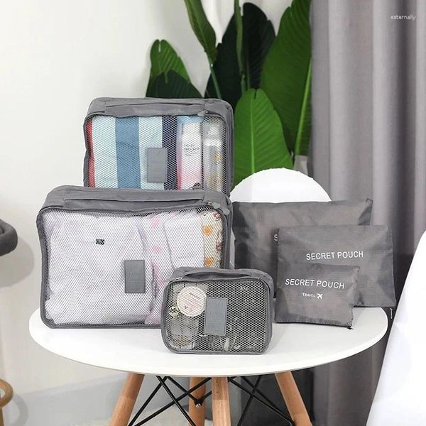Borse da stoccaggio 6 pezzi/set di sacchetti di abbigliamento set di camion portatili bagagli in ordine organizzatore per la valigia per le valigie per custodie per custodie cubo